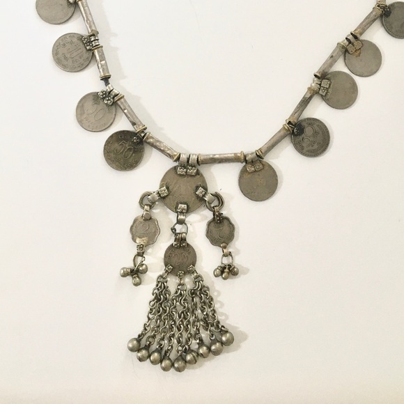 Vintage Banjara Coin Squash Blossom Necklace - Picture 2 of 2